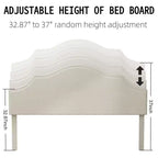 Queen/King Size Upholstered Platform Bed Frame with Adjustable Headboard, Linen Fabric Padded, No Box Spring Needed, Beige-ModernLuxe