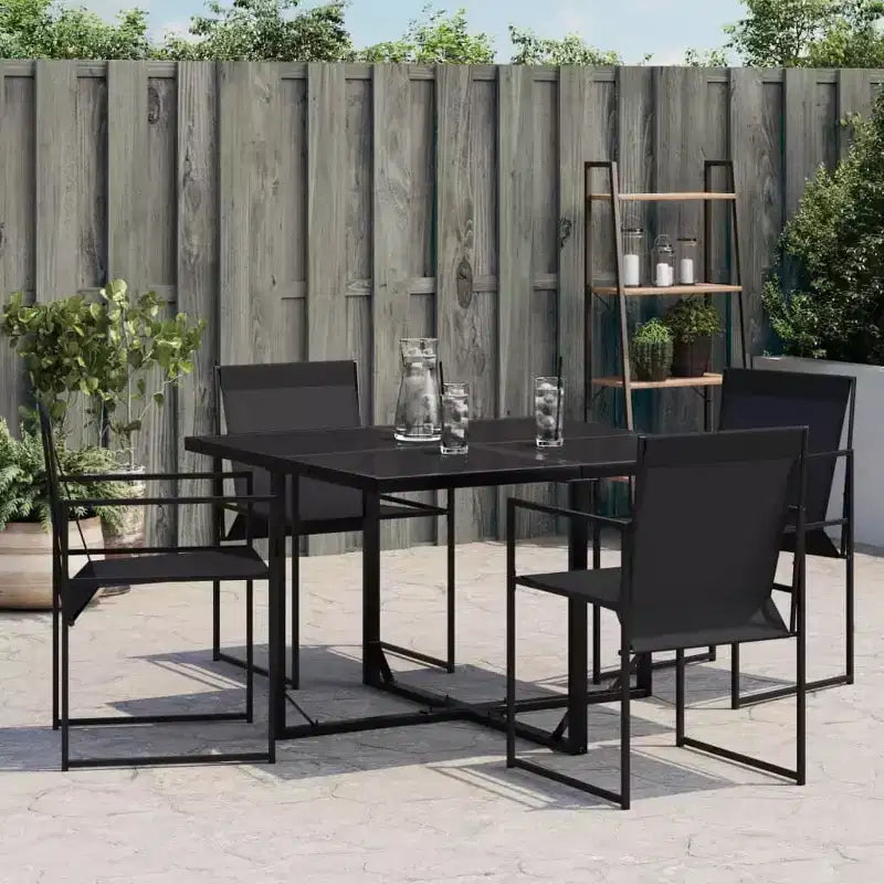 vidaXL Sedie da giardino 4 pz nere in acciaio e textilene