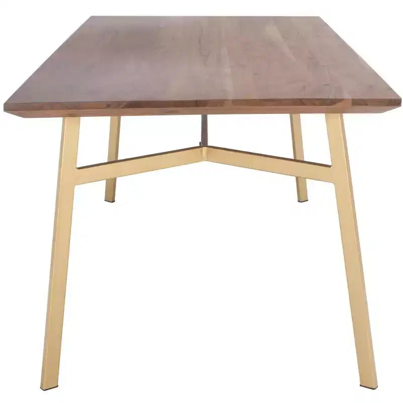 Dakota Rectangle Dining Table - SFV5726A - Walnut/Gold - Safavieh Couture