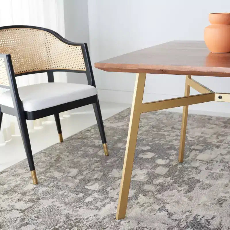 Dakota Rectangle Dining Table - SFV5726A - Walnut/Gold - Safavieh Couture