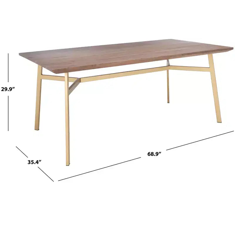 Dakota Rectangle Dining Table - SFV5726A - Walnut/Gold - Safavieh Couture