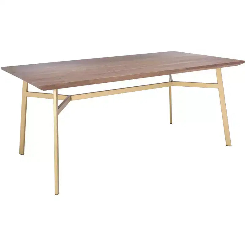 Dakota Rectangle Dining Table - SFV5726A - Walnut/Gold - Safavieh Couture