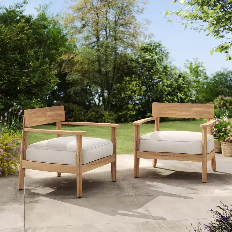 Christopher Knight Home Mallorca Acacia Wood Outdoor Club Chair with Seat Cushion