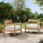 Christopher Knight Home Mallorca Acacia Wood Outdoor Club Chair with Seat Cushion
