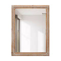 MAYEERTY 30 Wood Framed Decor Mirror Wall Mounted Rectangle Mirror for Bathroom Vanity Living Room Bedroom with Beading