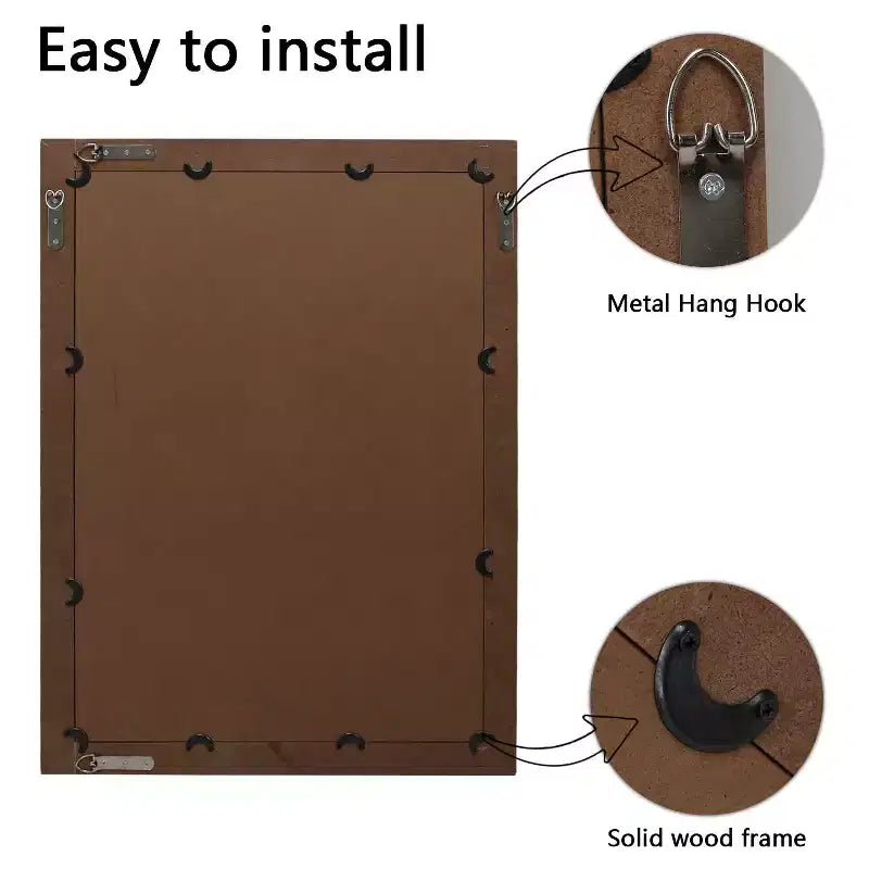 MAYEERTY 30 Specchio decorativo con cornice in legno, a parete, rettangolare, per bagno, lavabo, soggiorno e camera da letto, con perline