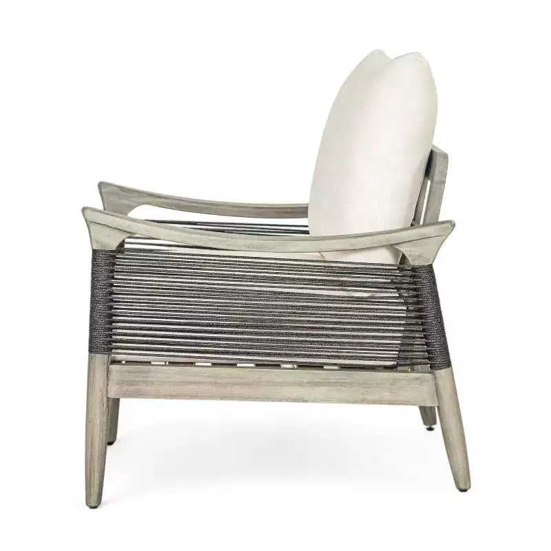 Christopher Knight Home Amos Outdoor Woven Rope Acacia Wood Club Chair with Thick Cushion (Set of 2)