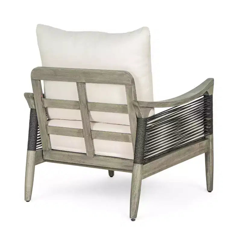 Christopher Knight Home Amos Outdoor Woven Rope Acacia Wood Club Chair with Thick Cushion (Set of 2)
