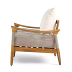 Christopher Knight Home Amos Outdoor Woven Rope Acacia Wood Club Chair with Thick Cushion (Set of 2)
