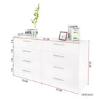 Cassettiera Karl Home a 8 cassetti, in truciolato bianco, larghezza 120 cm