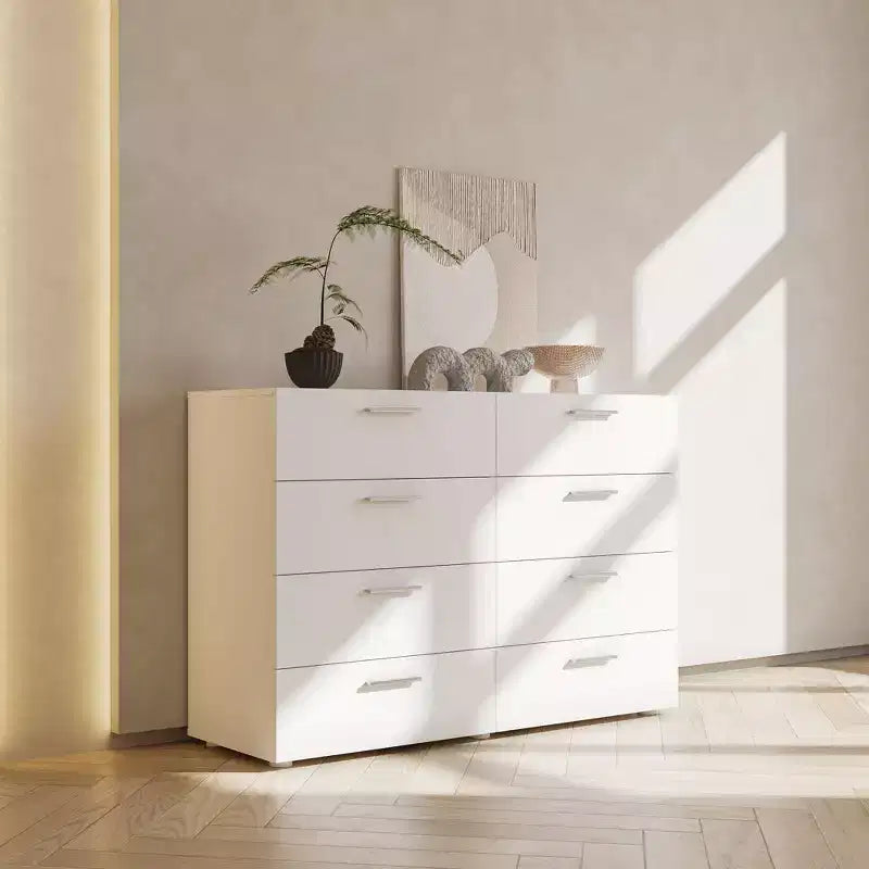 Cassettiera Karl Home a 8 cassetti, in truciolato bianco, larghezza 120 cm