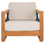 Curacao Club Chair Indoor/Outdoor - CPT1009 - Natural Brazilian Teak/ Beige - Safavieh Couture