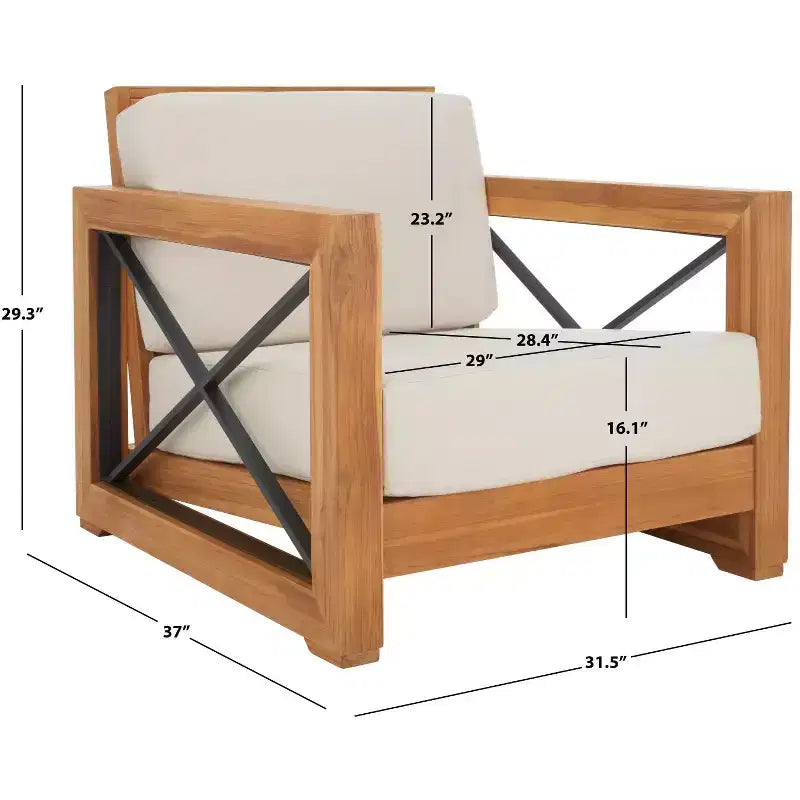 Poltrona Curacao Club per interni/esterni - CPT1009 - Teak Brasiliano Naturale/Beige - Safavieh Couture