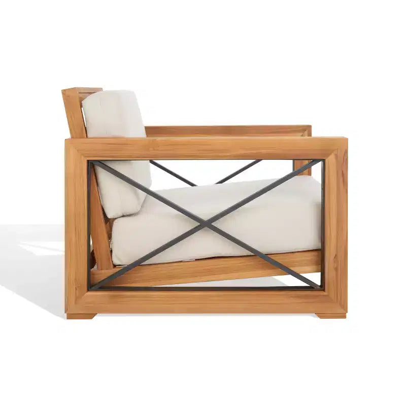 Poltrona Curacao Club per interni/esterni - CPT1009 - Teak Brasiliano Naturale/Beige - Safavieh Couture