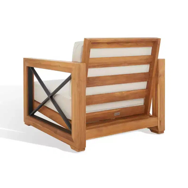 Poltrona Curacao Club per interni/esterni - CPT1009 - Teak Brasiliano Naturale/Beige - Safavieh Couture