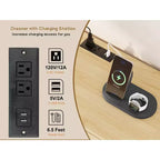 Comò con cassetti diversi per camera da letto, comò moderno naturale con maniglie e gambe in legno, dotato di kit antiribaltamento
