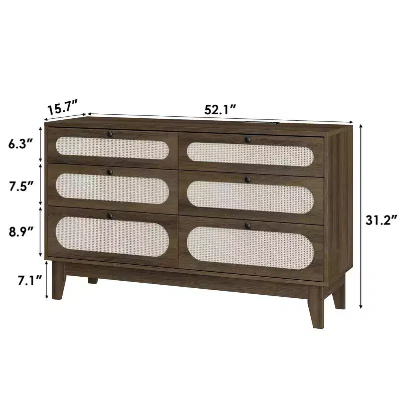 Comò con cassetti diversi per camera da letto, comò moderno naturale con maniglie e gambe in legno, dotato di kit antiribaltamento