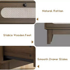 Comò con cassetti diversi per camera da letto, comò moderno naturale con maniglie e gambe in legno, dotato di kit antiribaltamento