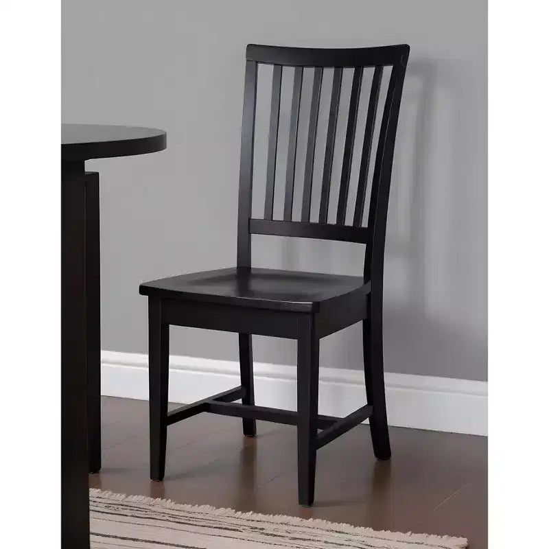 HomeRoots Black Wood Slat Back Dining Side Chair