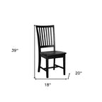 HomeRoots Black Wood Slat Back Dining Side Chair