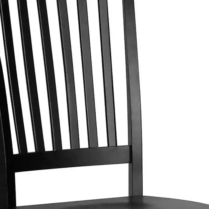 HomeRoots Black Wood Slat Back Dining Side Chair