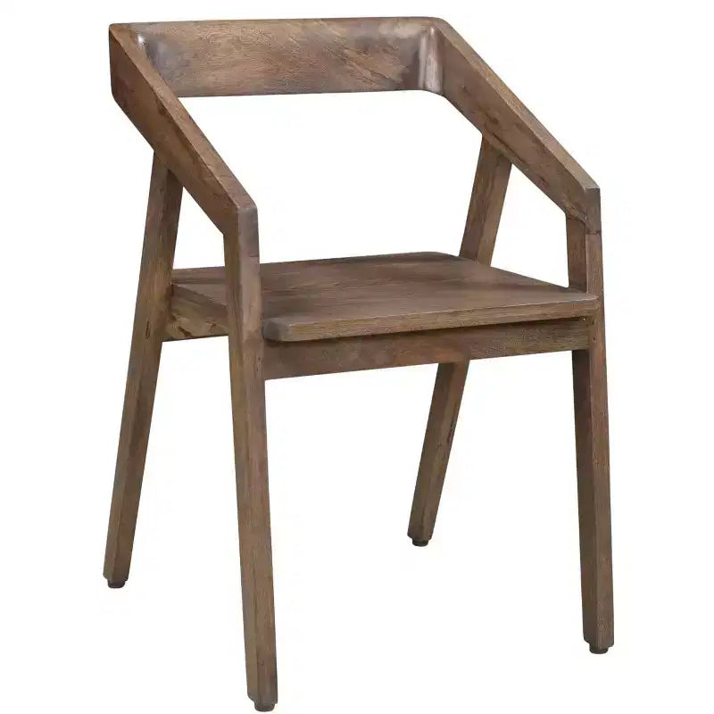 HomeRoots Dark Brown Solid Wood Open Back Dining Arm Chair