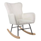 Rocking Chair Teddy Fabric Upholstered Chair Ergonomic Modern Rocker