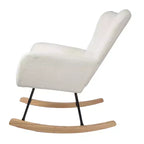 Rocking Chair Teddy Fabric Upholstered Chair Ergonomic Modern Rocker