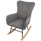 Rocking Chair Teddy Fabric Upholstered Chair Ergonomic Modern Rocker