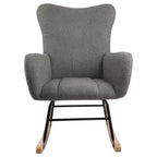 Rocking Chair Teddy Fabric Upholstered Chair Ergonomic Modern Rocker