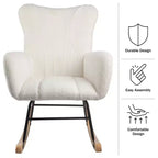 Rocking Chair Teddy Fabric Upholstered Chair Ergonomic Modern Rocker