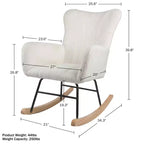 Rocking Chair Teddy Fabric Upholstered Chair Ergonomic Modern Rocker