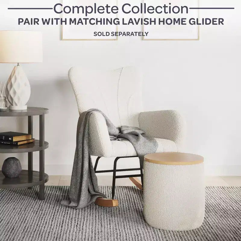 Rocking Chair Teddy Fabric Upholstered Chair Ergonomic Modern Rocker