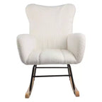 Rocking Chair Teddy Fabric Upholstered Chair Ergonomic Modern Rocker