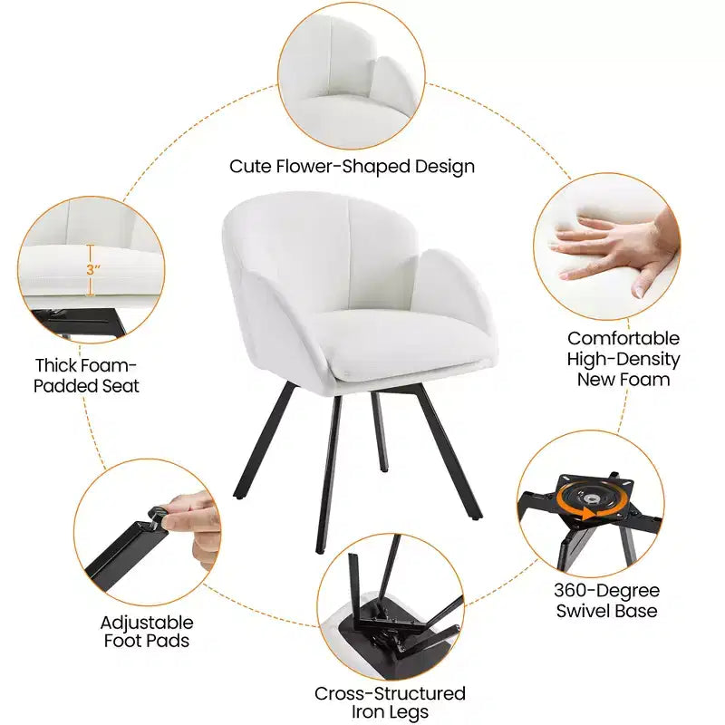 Yaheetech Set di 2 Poltrone a Forma di Fiore con Cuscino Rimovibile per Camera da Letto, Soggiorno, Ufficio in Casa