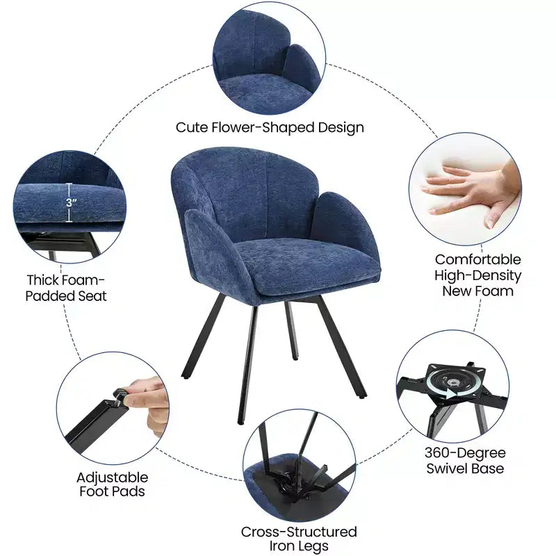 Yaheetech Set di 2 Poltrone a Forma di Fiore con Cuscino Rimovibile per Camera da Letto, Soggiorno, Ufficio in Casa