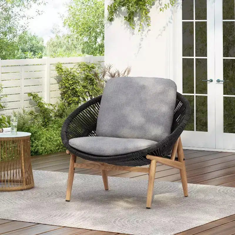 Christopher Knight Home Cecil Bohemian Outdoor Papasan Style Wicker Lounge Chair with Cushions