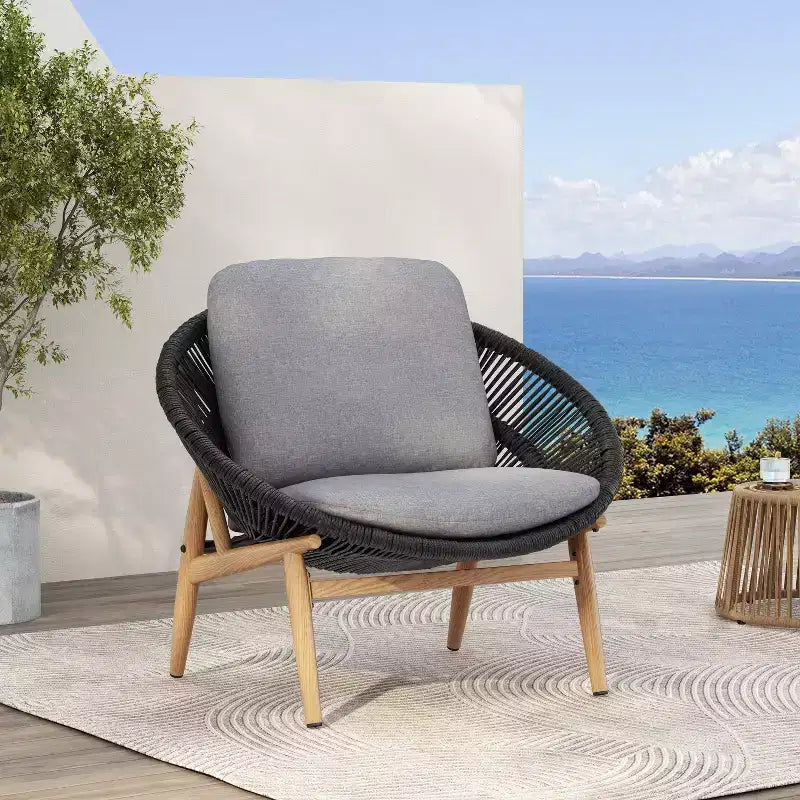 Christopher Knight Home Cecil Sedia a sdraio da esterno in vimini stile Papasan bohémien con cuscini
