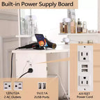 Makeup Vanity Desk - Vanity Desk Set with Lights & Power Outlet Corner Vanity Table with 5 Rotating Drawers 3 Lighting Mode