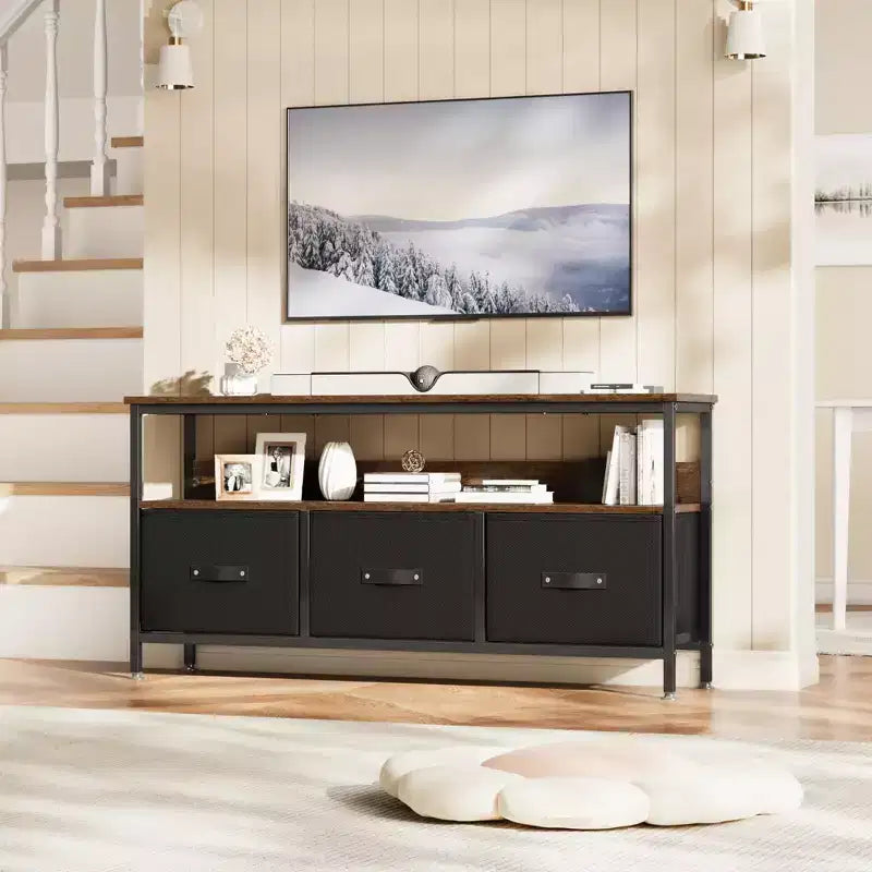 55 Inch TV Stand for Living Room, TV Stand with 3 Drawers, Compact Entertainment Center with Storage Solutions