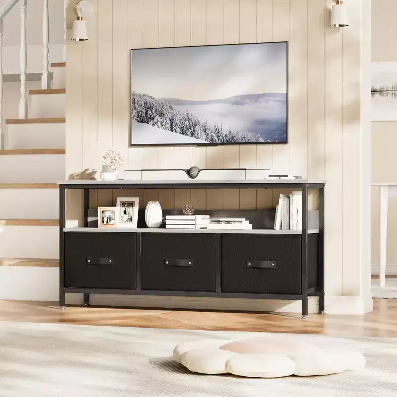 55 Inch TV Stand for Living Room, TV Stand with 3 Drawers, Compact Entertainment Center with Storage Solutions