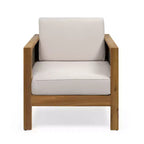 Poltroncine Okak da esterno con telaio in vimini, set da 1/3, poltrona club in acacia imbottita per cortile, patio e giardino, portata massima 180 kg