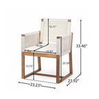 Okak Boho Sedie da esterno in acacia con corde intrecciate a mano, set da 2, poltrone da patio con cuscino lavabile per giardino, capacità massima 180 kg