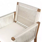Okak Boho Sedie da esterno in acacia con corde intrecciate a mano, set da 2, poltrone da patio con cuscino lavabile per giardino, capacità massima 180 kg