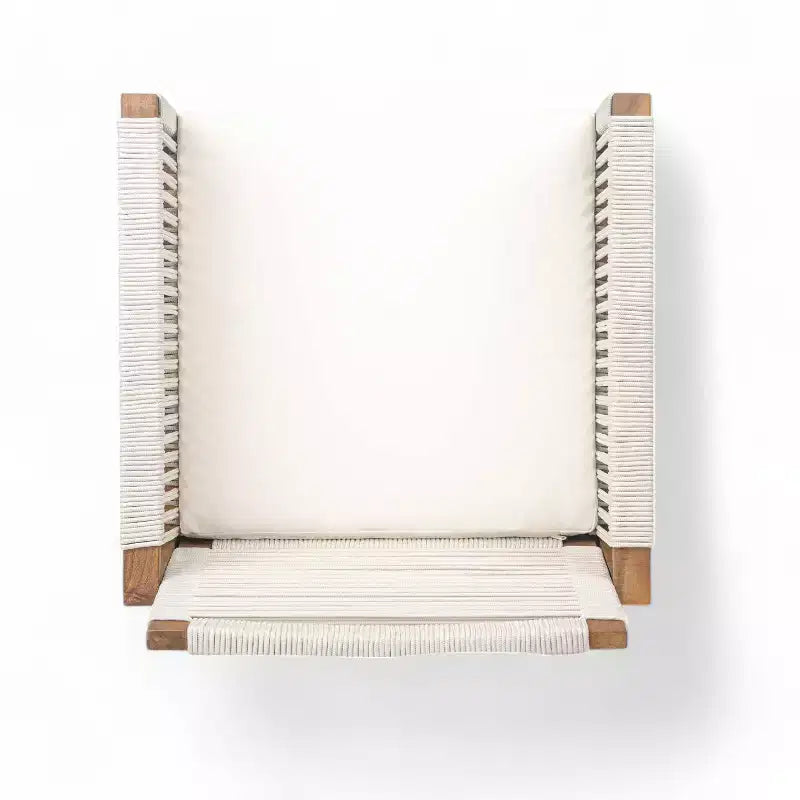 Okak Boho Sedie da esterno in acacia con corde intrecciate a mano, set da 2, poltrone da patio con cuscino lavabile per giardino, capacità massima 180 kg