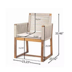 Okak Boho Sedie da esterno in acacia con corde intrecciate a mano, set da 2, poltrone da patio con cuscino lavabile per giardino, capacità massima 180 kg