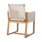 Okak Boho Sedie da esterno in acacia con corde intrecciate a mano, set da 2, poltrone da patio con cuscino lavabile per giardino, capacità massima 180 kg