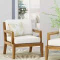 Okak Boho Patio Accent Chairs Upholstered Club Chairs,Set of 1/2,Outdoor Acacia Conversation seat for Porch,Garden&Backyard,400lbs Max
