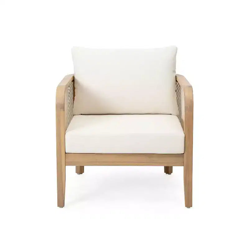 Okak Boho Poltrone da esterno imbottite, set da 1/2, sedie da conversazione in acacia per patio, veranda, giardino e cortile, capacità massima 180 kg