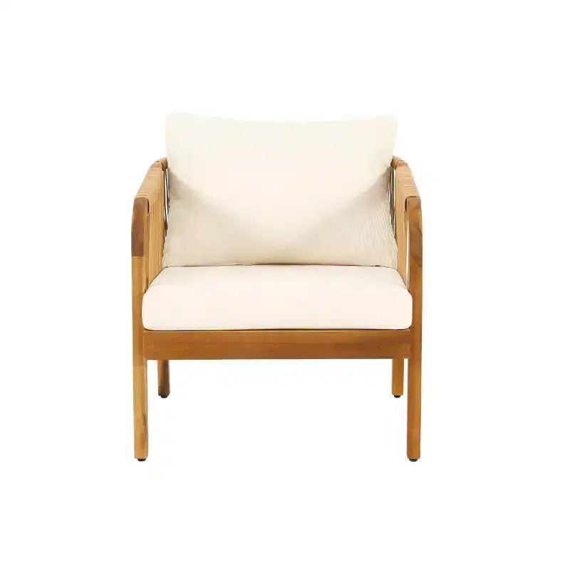 Okak Boho Acacia Patio Acent Chairs/Set di mobili da patio, sedie a sdraio in rattan intrecciato, set da 1/2/3, sedute da conversazione all'aperto per patio, max 272 kg